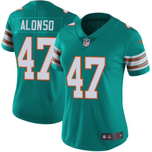Nike Miami Dolphins #47 Kiko Alonso Aqua Green Alternate Women Stitched NFL Vapor Untouchable Limited Jersey